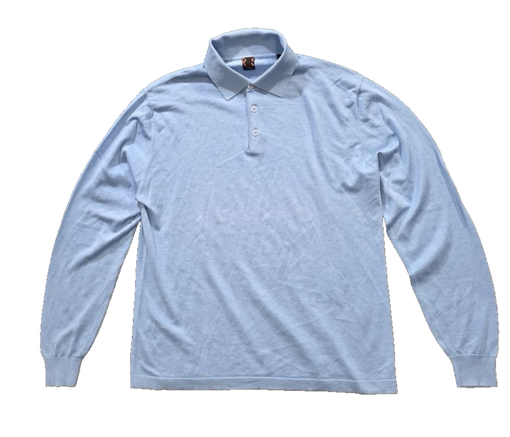 Raffi Men Medium cashmere wool silk sweater Made Italy Blue A010301